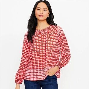 NWT Loft Hearts Ruffle Cuff Blouse Petite Small